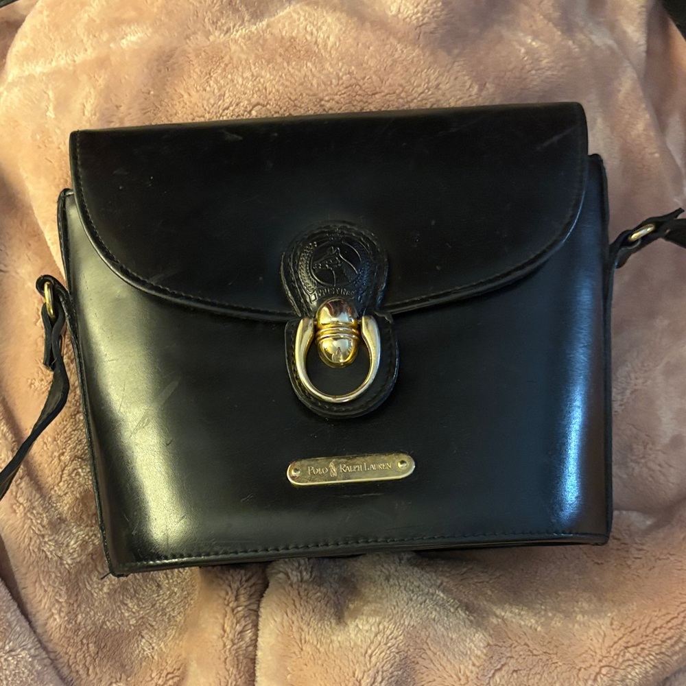 Ralph Lauren Black Leather Crossbody Bag